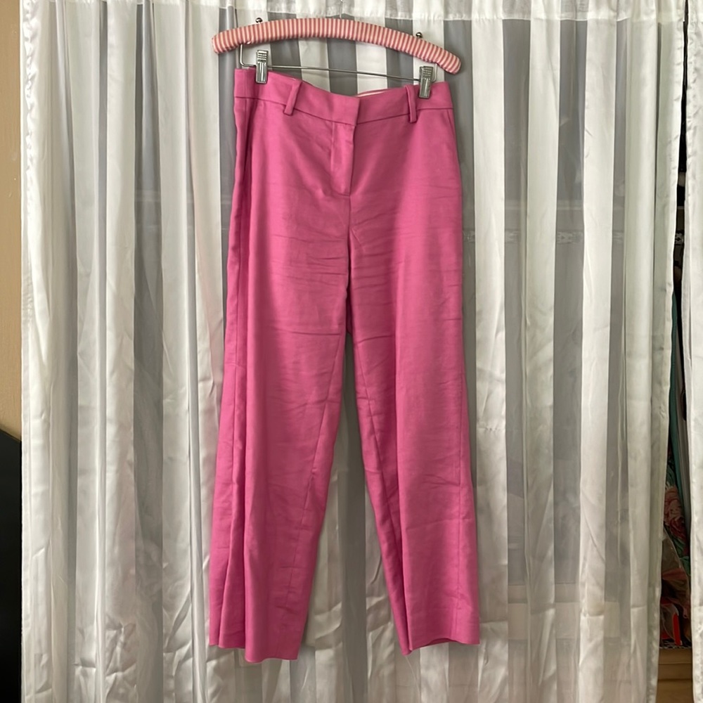 J Crew Linen Pink Trouser Pants